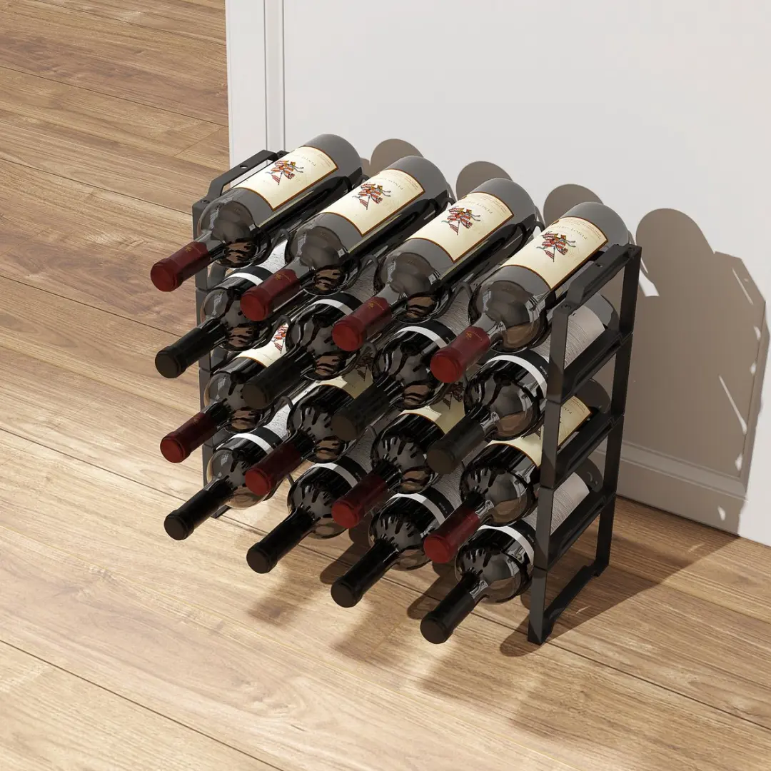 Homcom Wijnrek 16 Flessen - 42,5x16,5x41cm - Zwart - afbeelding 6 van 6