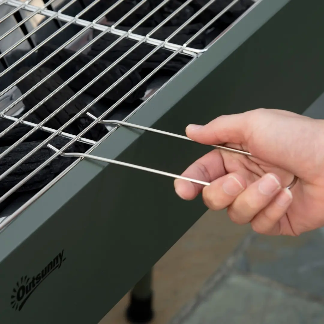 Outsunny Houtskoolbarbecue 66,5cm - Donkergroen