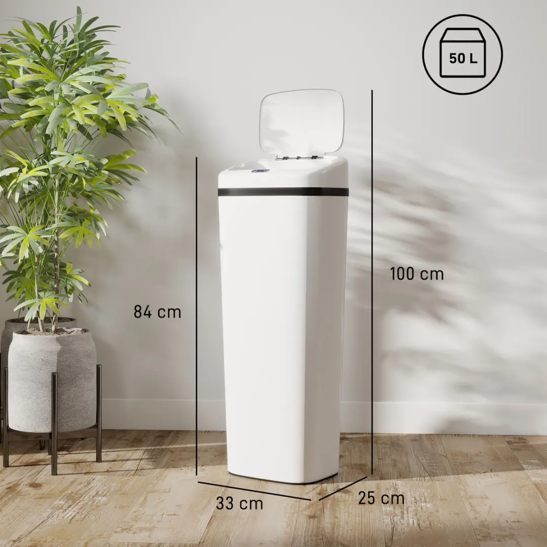 Homcom Sensor Prullenbak 50L - Wit