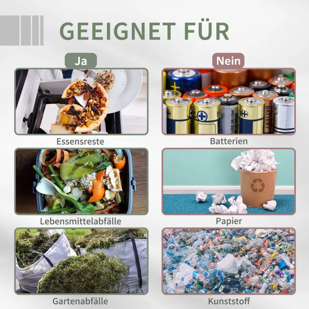 Outsunny Buitencomposter 160L - 2 Vakken Zwart - afbeelding 6 van 6