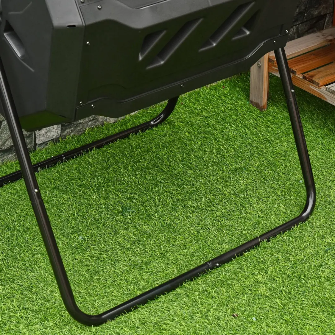 Outsunny Buitencomposter 160L - 2 Vakken Zwart