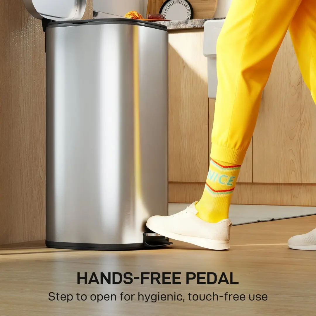 Homcom Prullenbak Metaal 30L - Zilver
