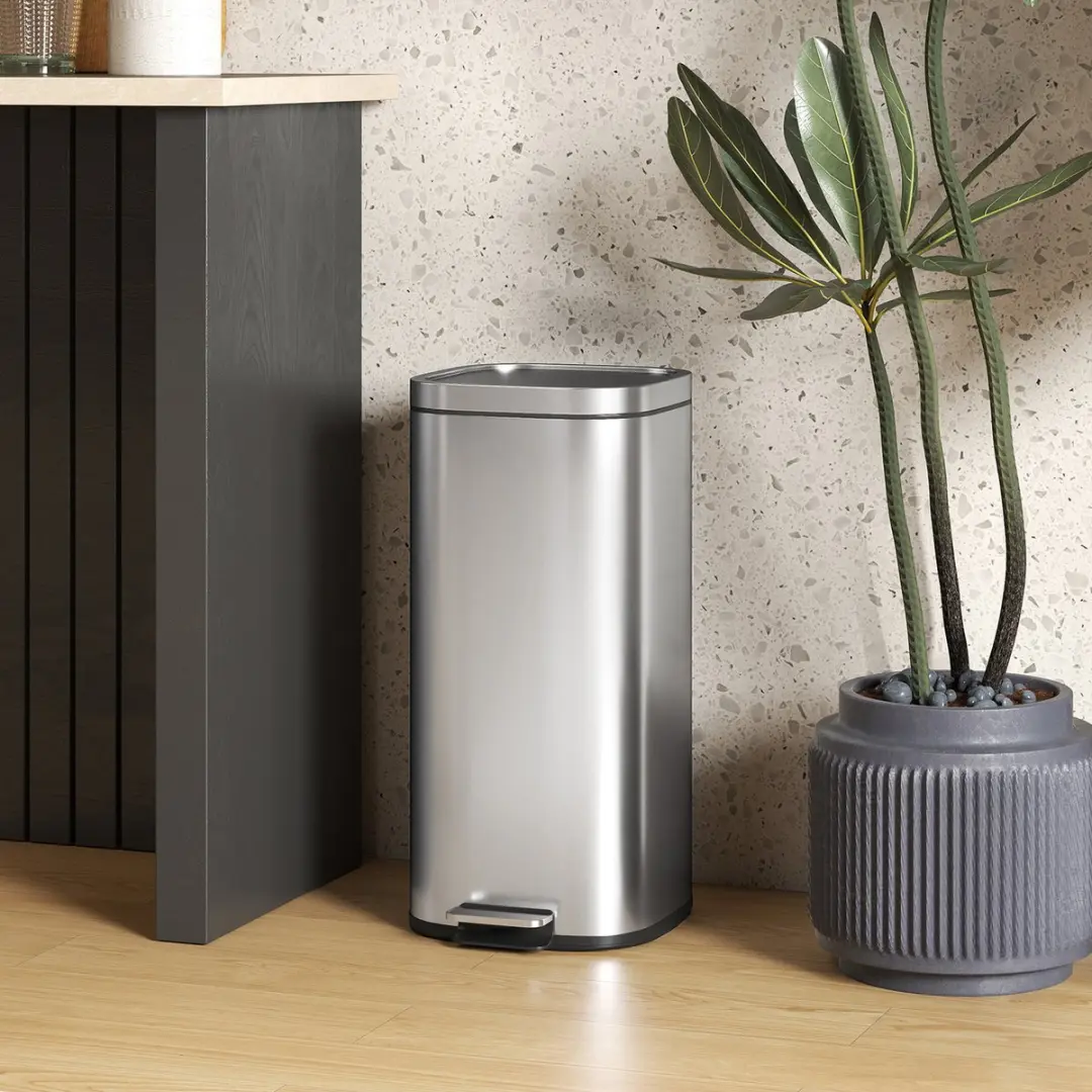 Homcom Prullenbak Metaal 30L - Zilver