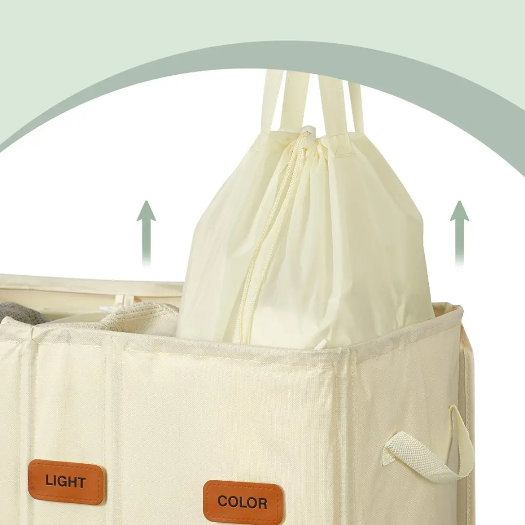 Songmics Wasmand RLH013W01 160L - 3 Vakken met Deksel - afbeelding 6 van 6