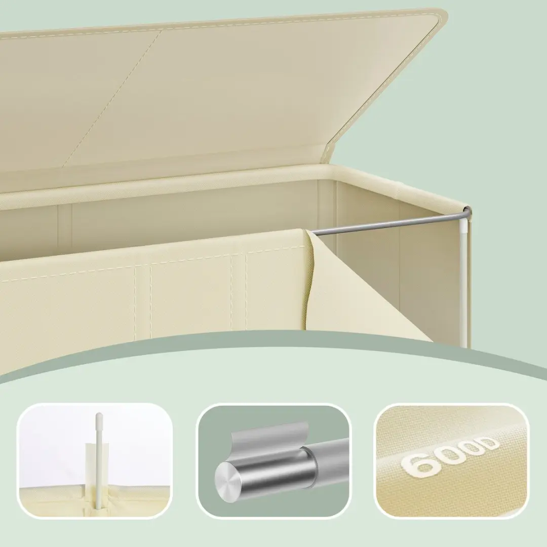 Songmics Wasmand RLH013W01 160L - 3 Vakken met Deksel