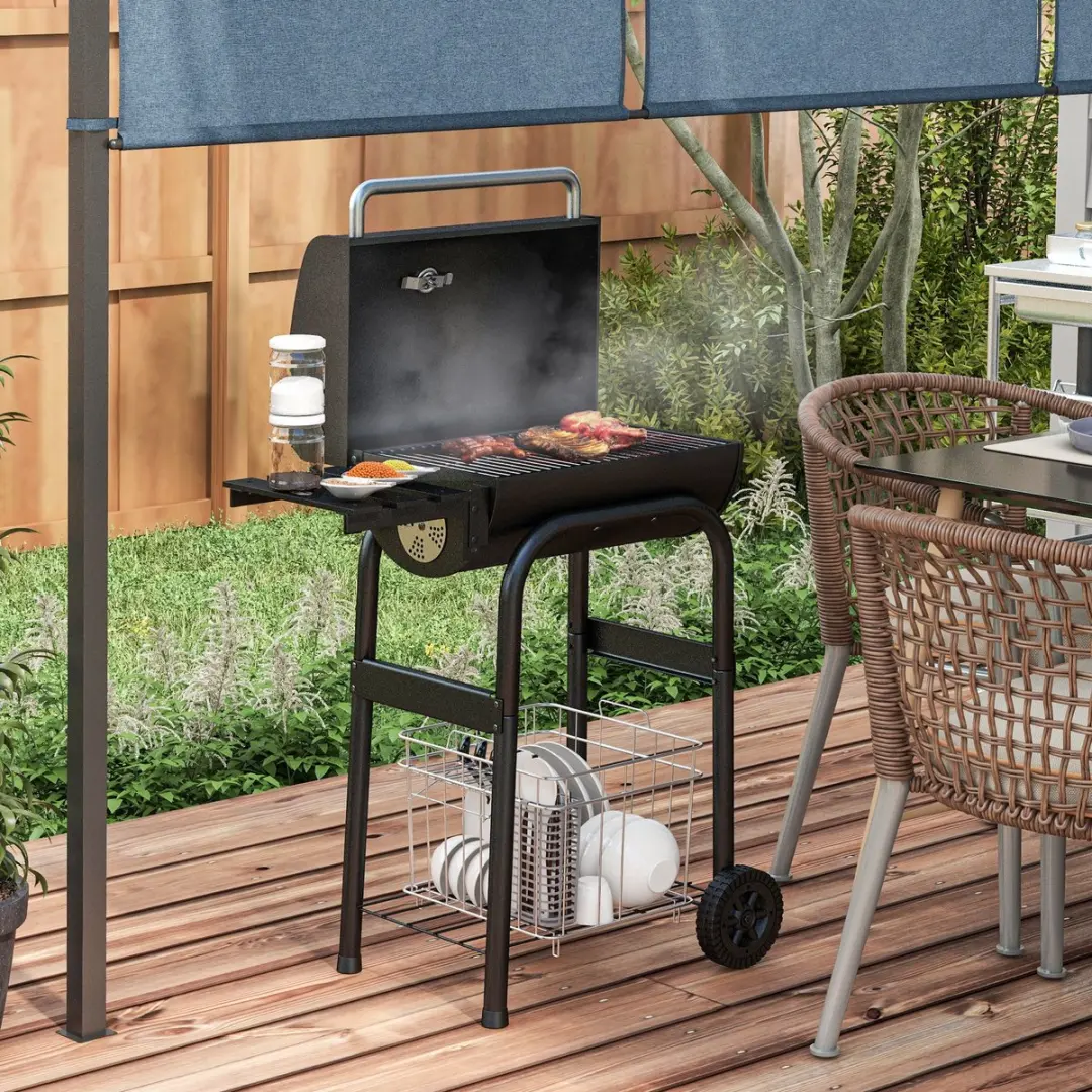Outsunny Houtskoolbarbecue 83L x 46,5B x 115H cm - Zwart