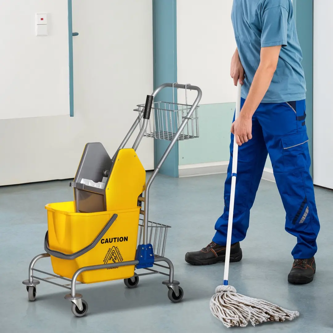 Homcom Schoonmaakemmer met Wringer 73L - Geel