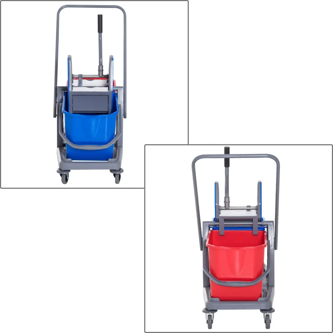 Homcom Schoonmaakwagen met Uitwringer 4 Wielen - Blauw