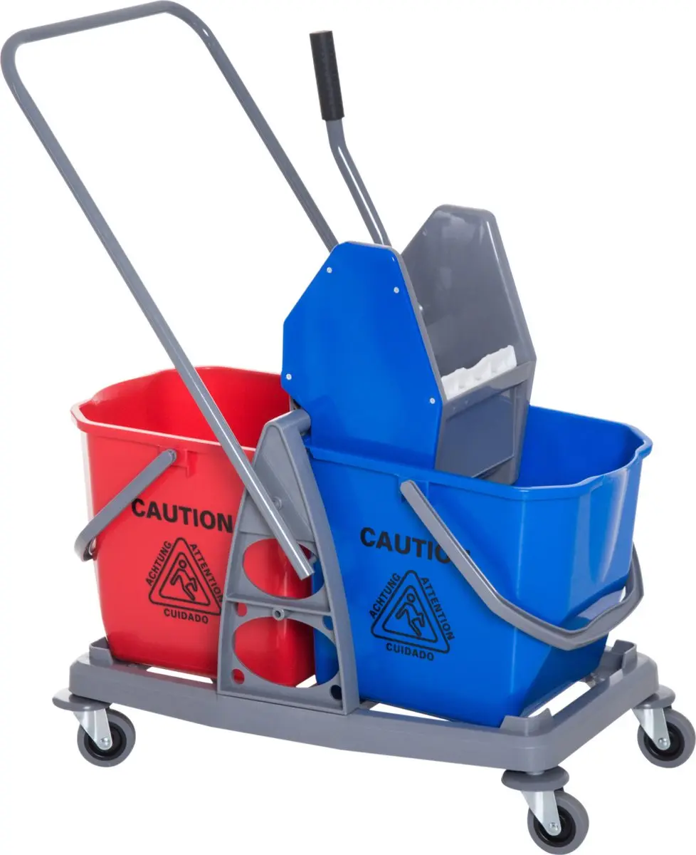 Homcom Schoonmaakwagen met Uitwringer 4 Wielen - Blauw