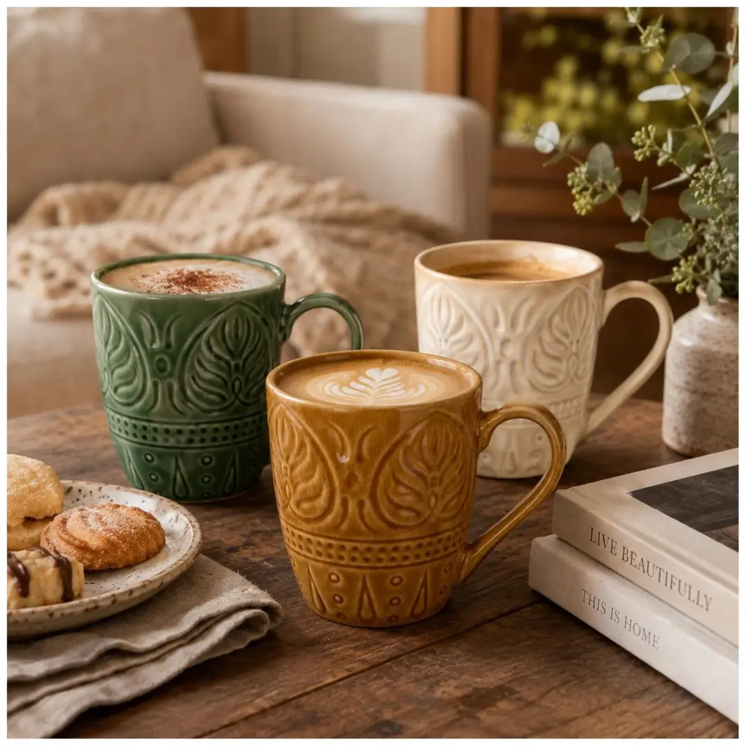 Bellatio Design Mumbai Mokken - 390ml - 3 Stuks - Multicolor