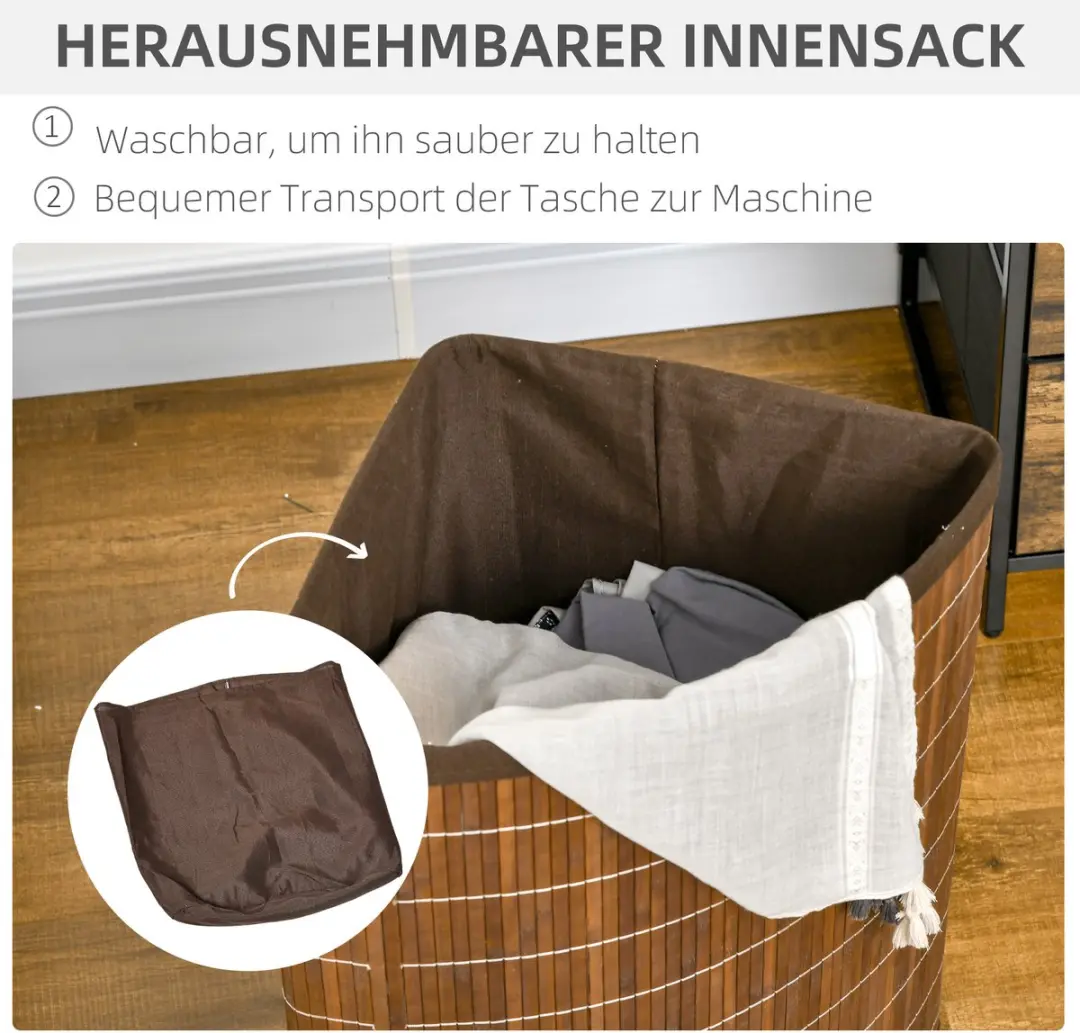 Homcom Wasmand Bamboe 38x38x57cm - Bruin