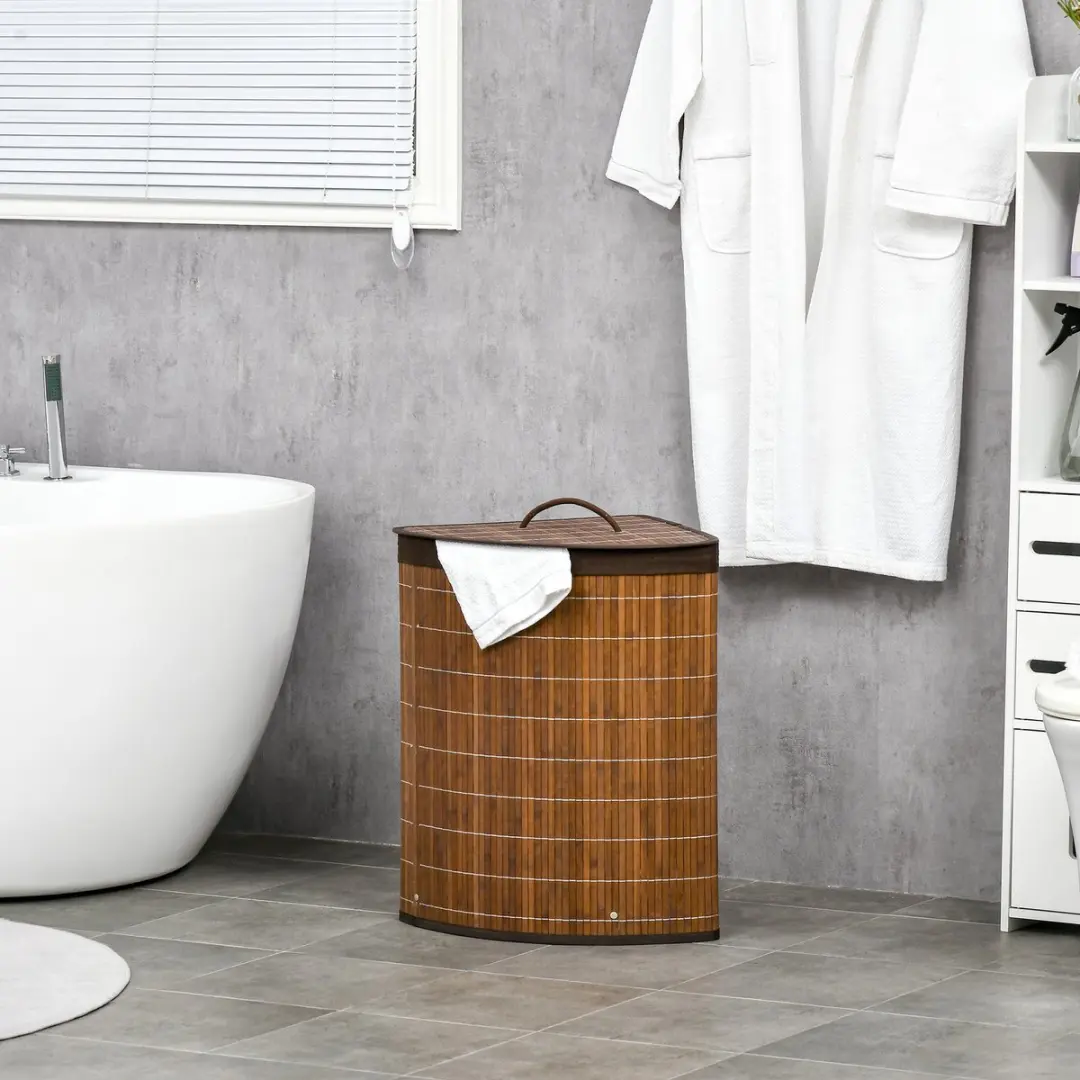 Homcom Wasmand Bamboe 38x38x57cm - Bruin