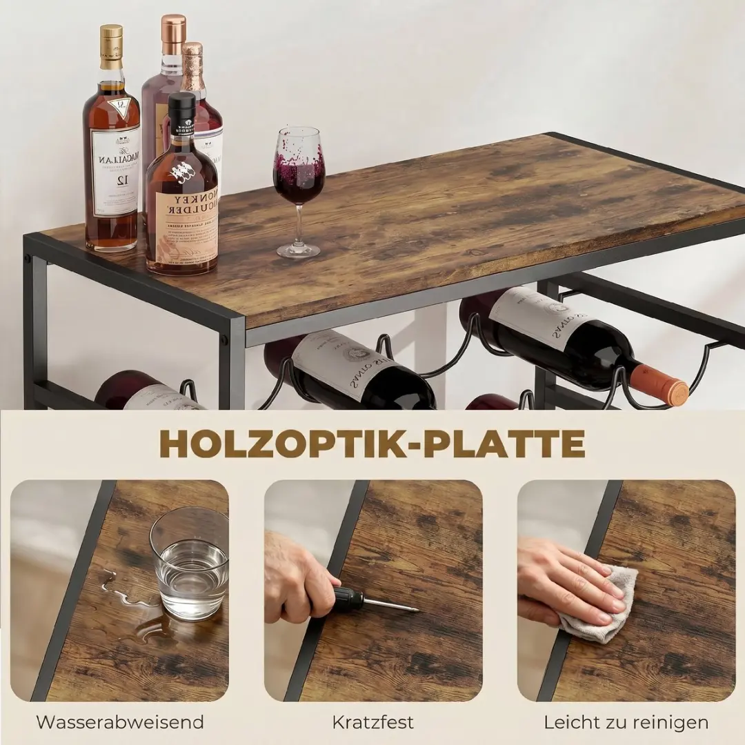Homcom Wijnrek 30 Flessen - 59x30x88,5cm Rustiek Bruin