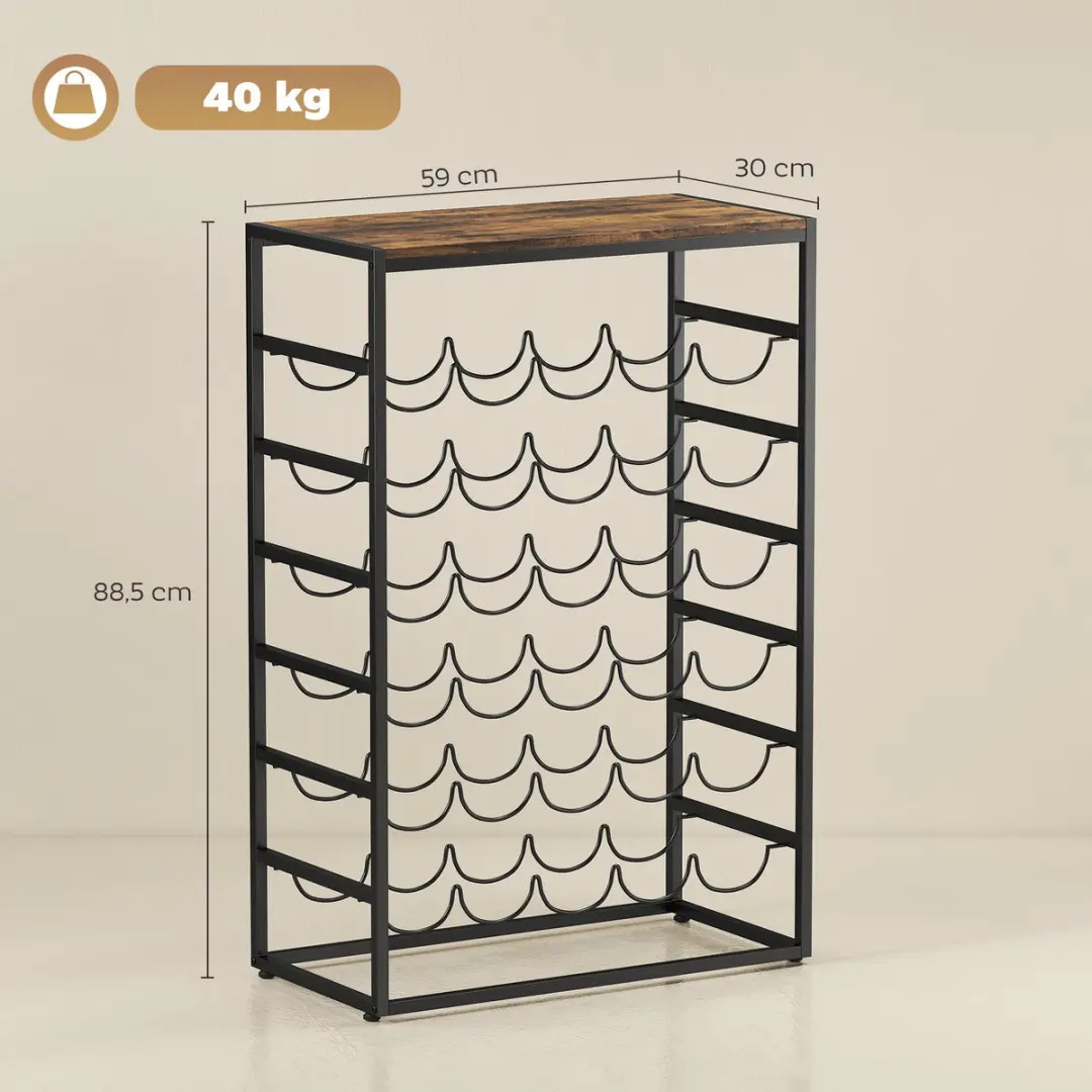 Homcom Wijnrek 30 Flessen - 59x30x88,5cm Rustiek Bruin