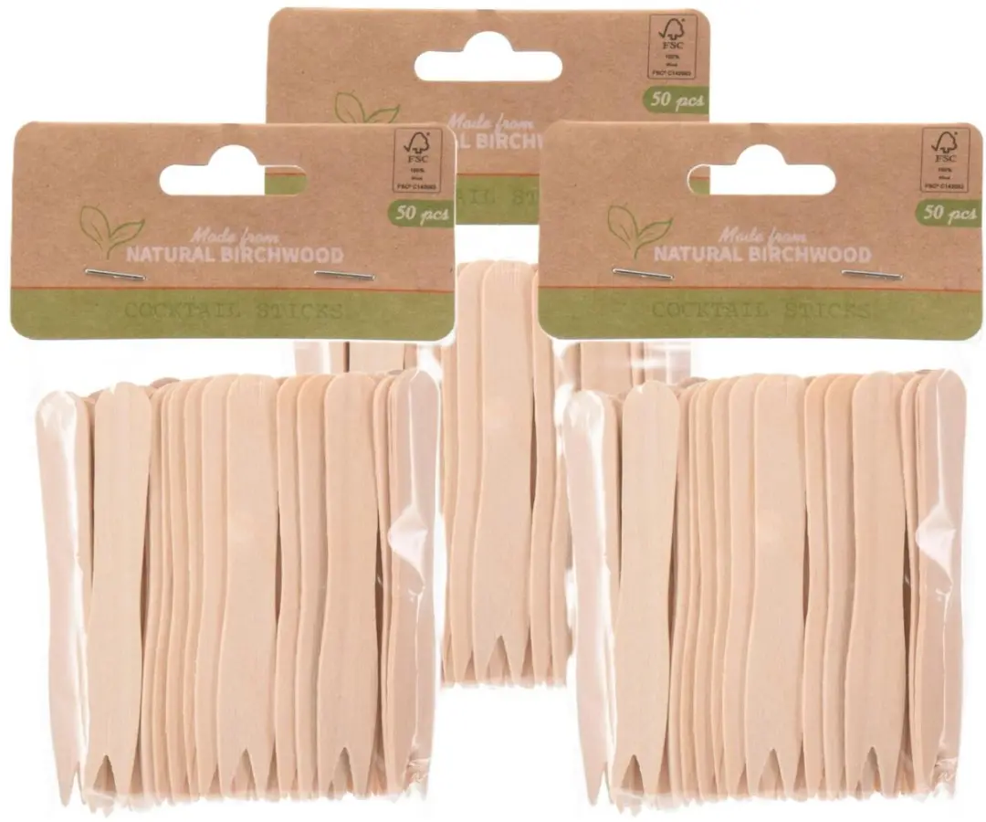 Excellent Houseware Snackvorkjes Hout 8,5cm - 150 Stuks