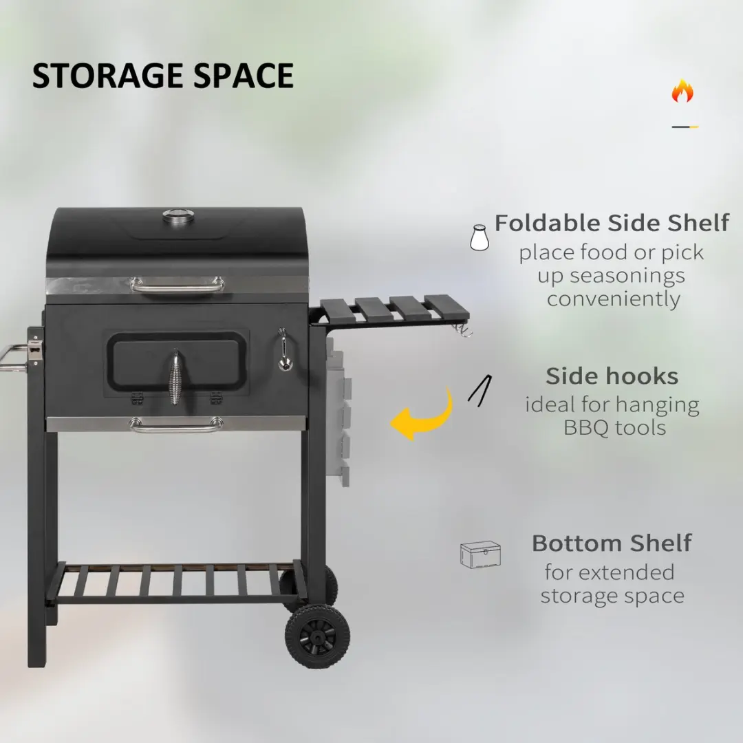 Outsunny Houtskoolbarbecue 113L x 65B x 108H cm - Zwart