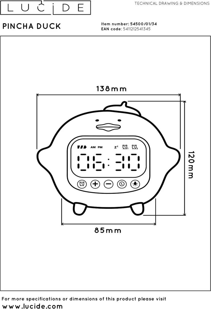 Lucide Pincha Duck Oplaadbare Tafellamp - Geel - 1x1,5W 2100K