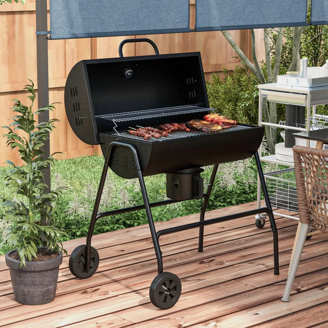 Outsunny BBQ Grill 95L - 71,5x102cm - Zwart
