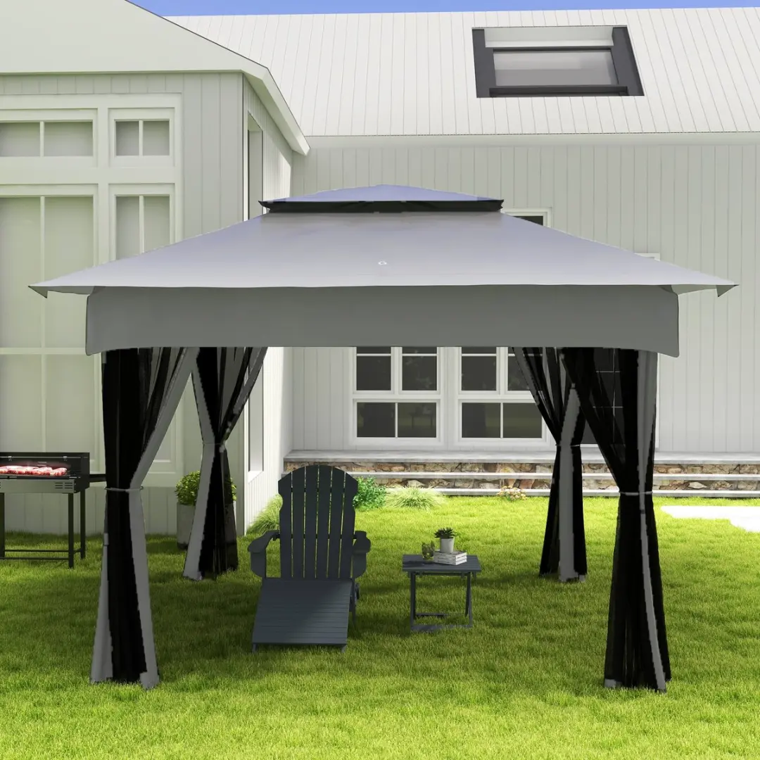 Outsunny Houtskoolbarbecue Draaispit - RVS Zwart