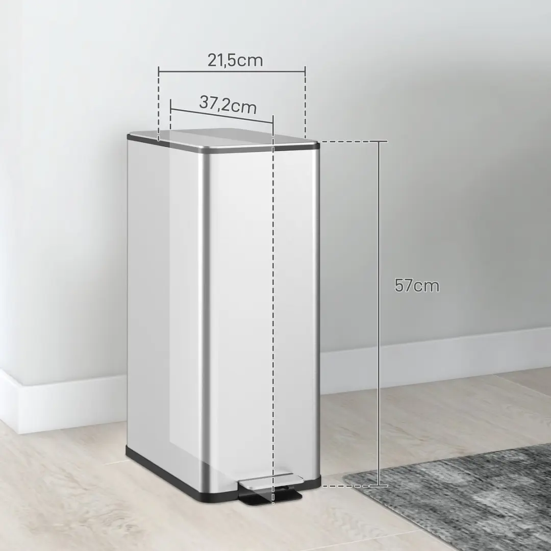 Homcom Pedaalemmer 20L - Zilver - afbeelding 6 van 6