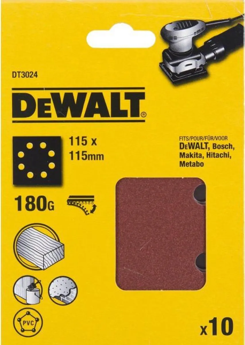 DeWalt Schuurvel Klithechting 180 - 10 Stuks