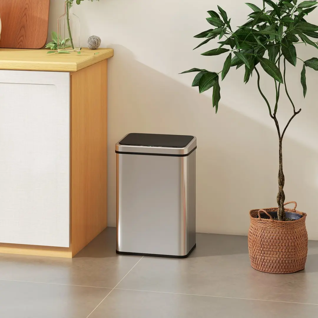 Homcom Sensor Prullenbak ABS 40L - 35,5x26x55cm Zilver/Zwart - afbeelding 2 van 6