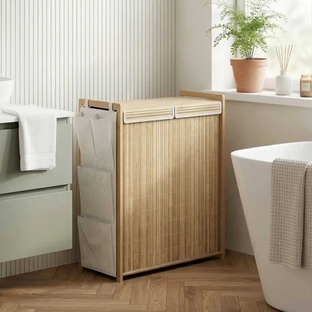 Homcom Bamboe Wasmand 120L - Natuurlijk