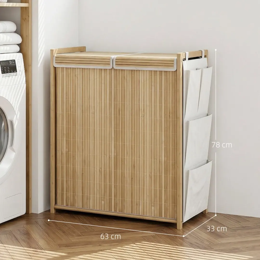 Homcom Bamboe Wasmand 120L - Natuurlijk