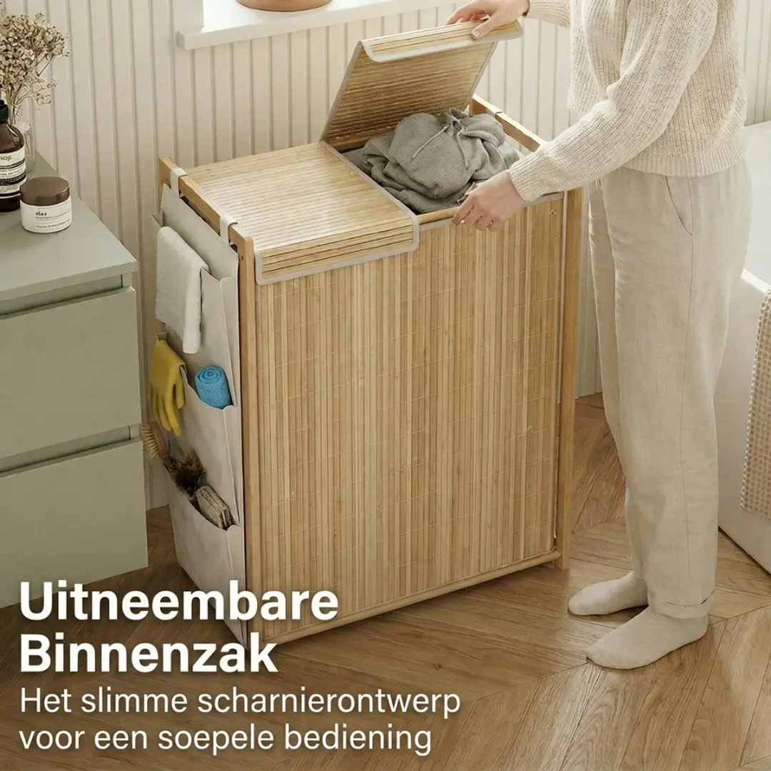 Homcom Bamboe Wasmand 120L - Natuurlijk