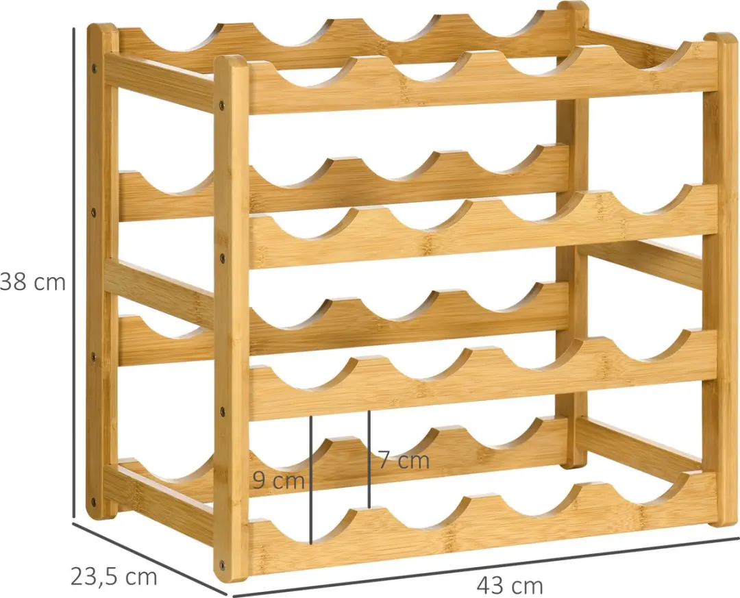 Homcom Wijnrek 16 Flessen - Hout