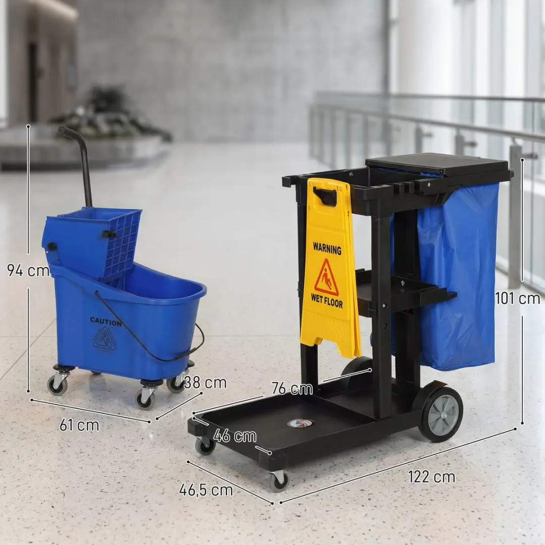 Homcom Schoonmaakwagen 122L - Blauw