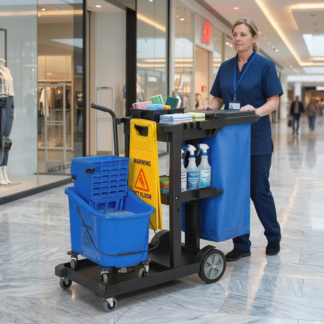 Homcom Schoonmaakwagen 122L - Blauw