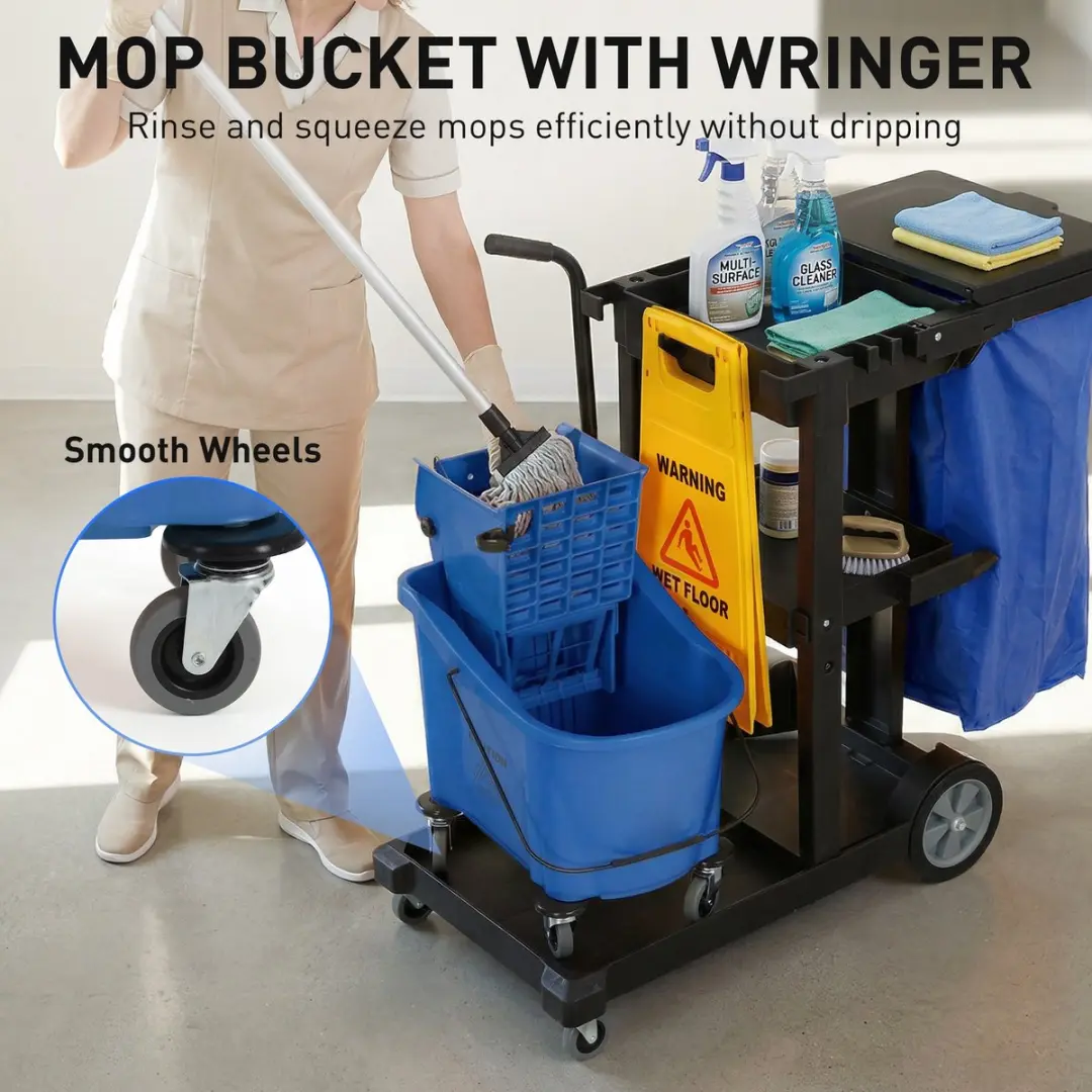 Homcom Schoonmaakwagen 122L - Blauw