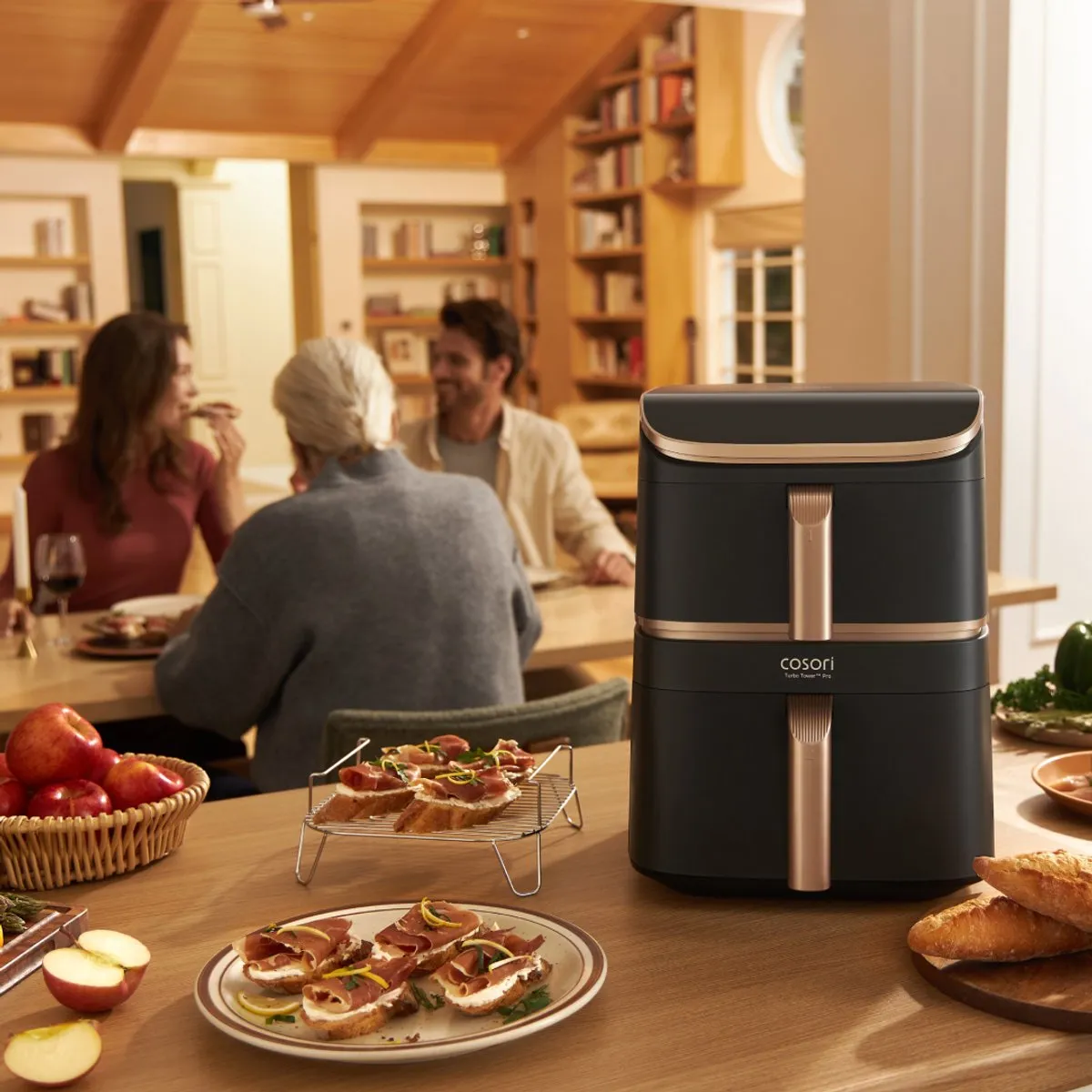 Cosori XXL Airfryer Turbo Tower Pro 10.8L - 7 Programma's - Zwart/Goud