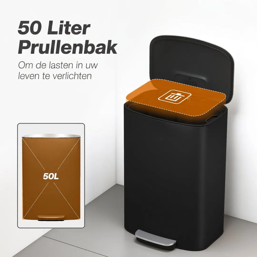 Homcom Pedaalemmer 50L - Zwart