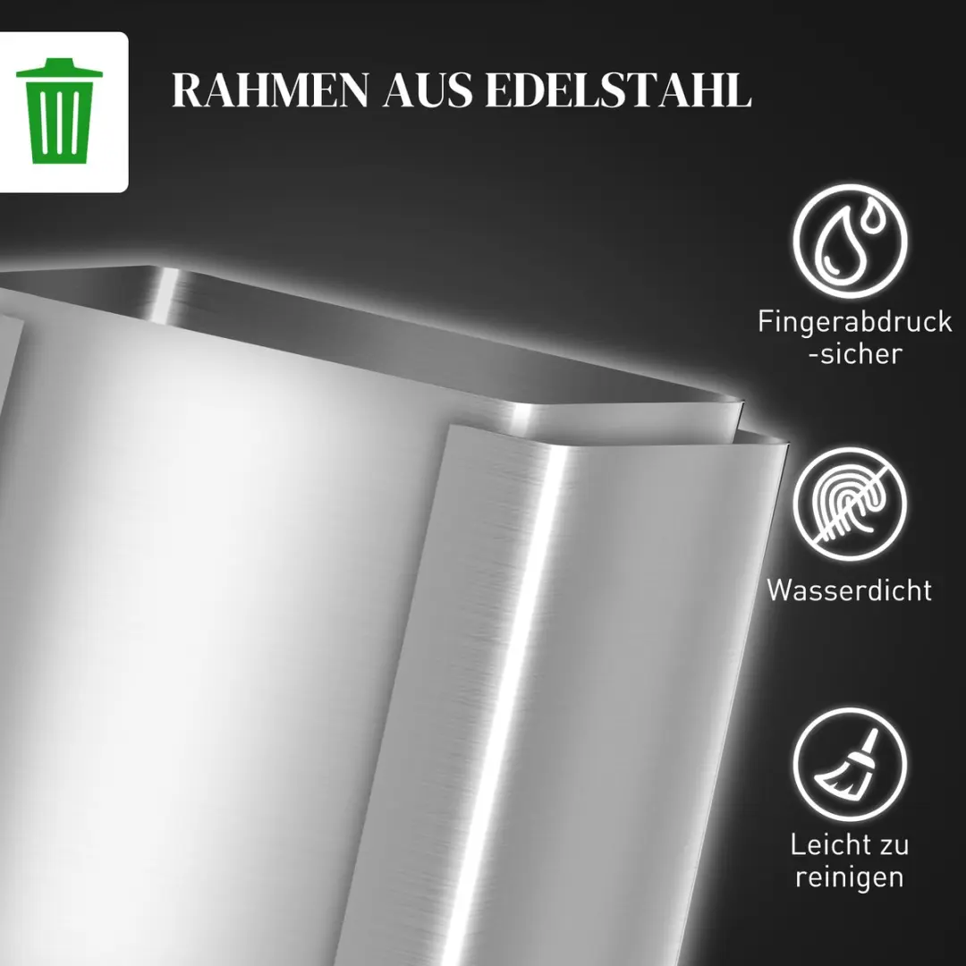 Homcom Prullenbak 40L - 2 Vakken Zilver