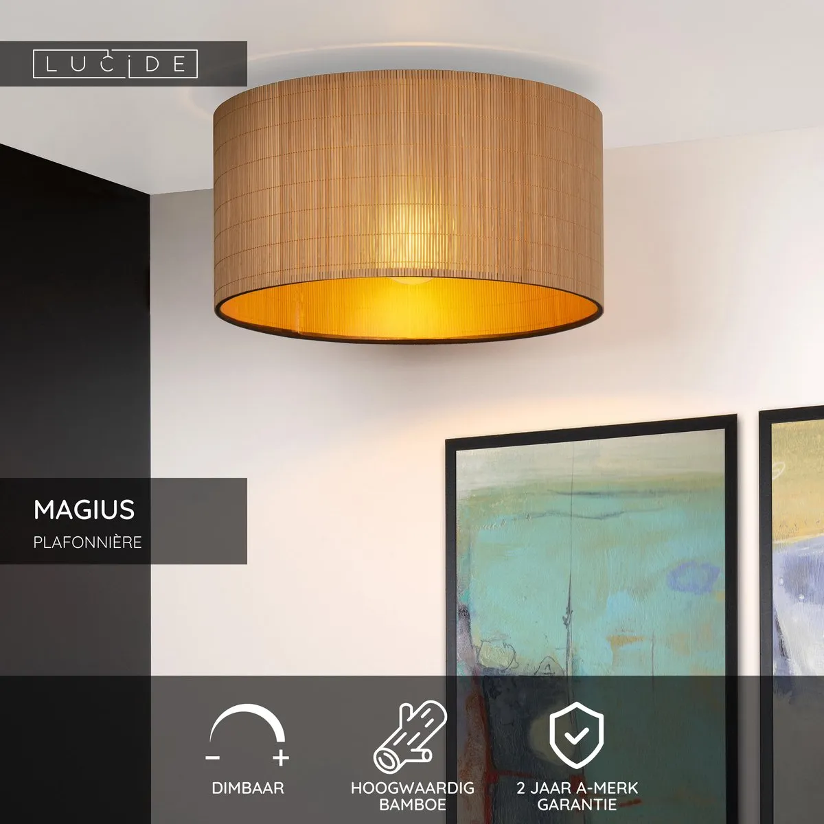 Lucide Magius Plafonnière Ø42cm - E27 - Naturel