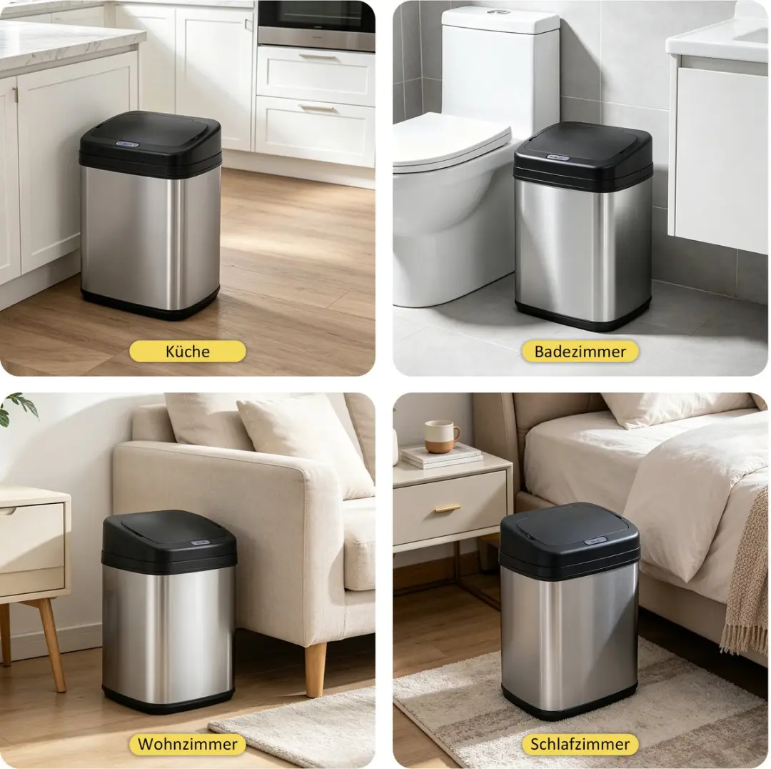 Homcom Sensorprullenbak 33L - 25x42,5cm - Zilver/Zwart