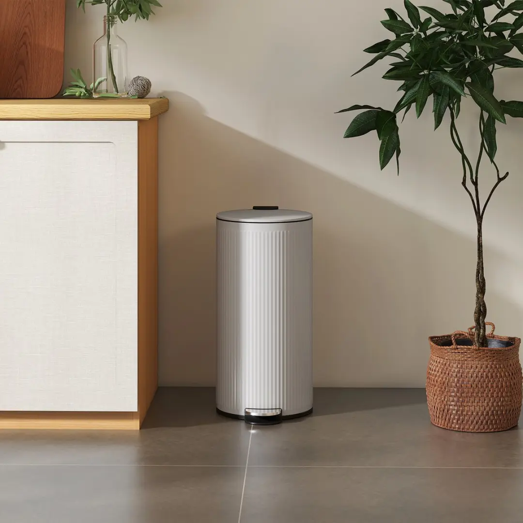 Homcom Prullenbak Metaal 30L - Lichtgrijs