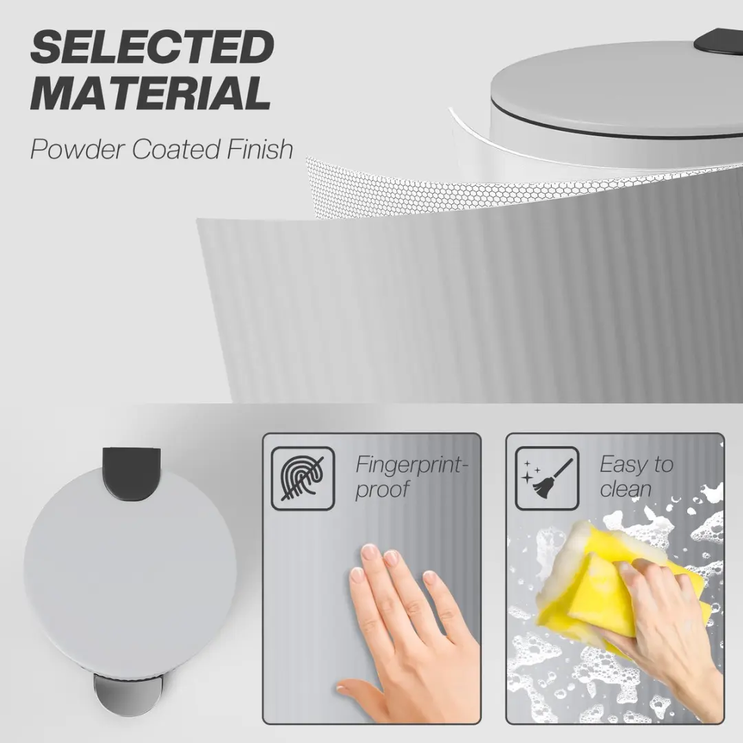 Homcom Prullenbak Metaal 30L - Lichtgrijs