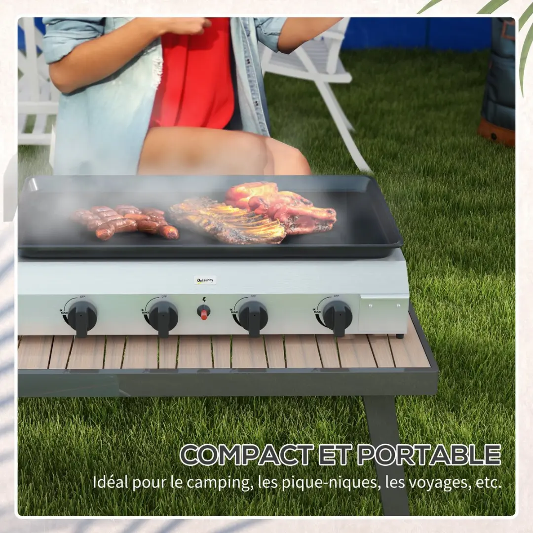 Outsunny Gasgrill - Zilver - 77x44,5x19cm