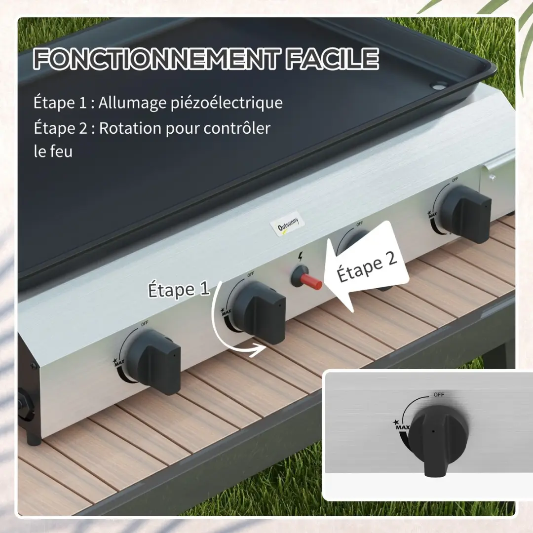 Outsunny Gasgrill - Zilver - 77x44,5x19cm