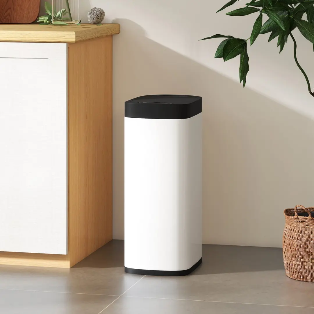 Homcom Sensor Prullenbak 26,5x35,5x68cm - 50L - Crème