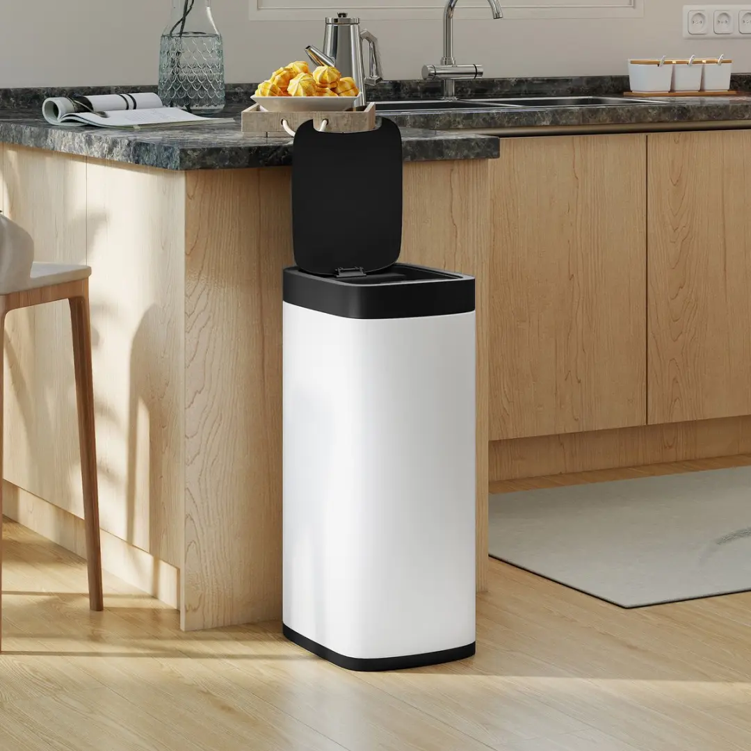Homcom Sensor Prullenbak 26,5x35,5x68cm - 50L - Crème