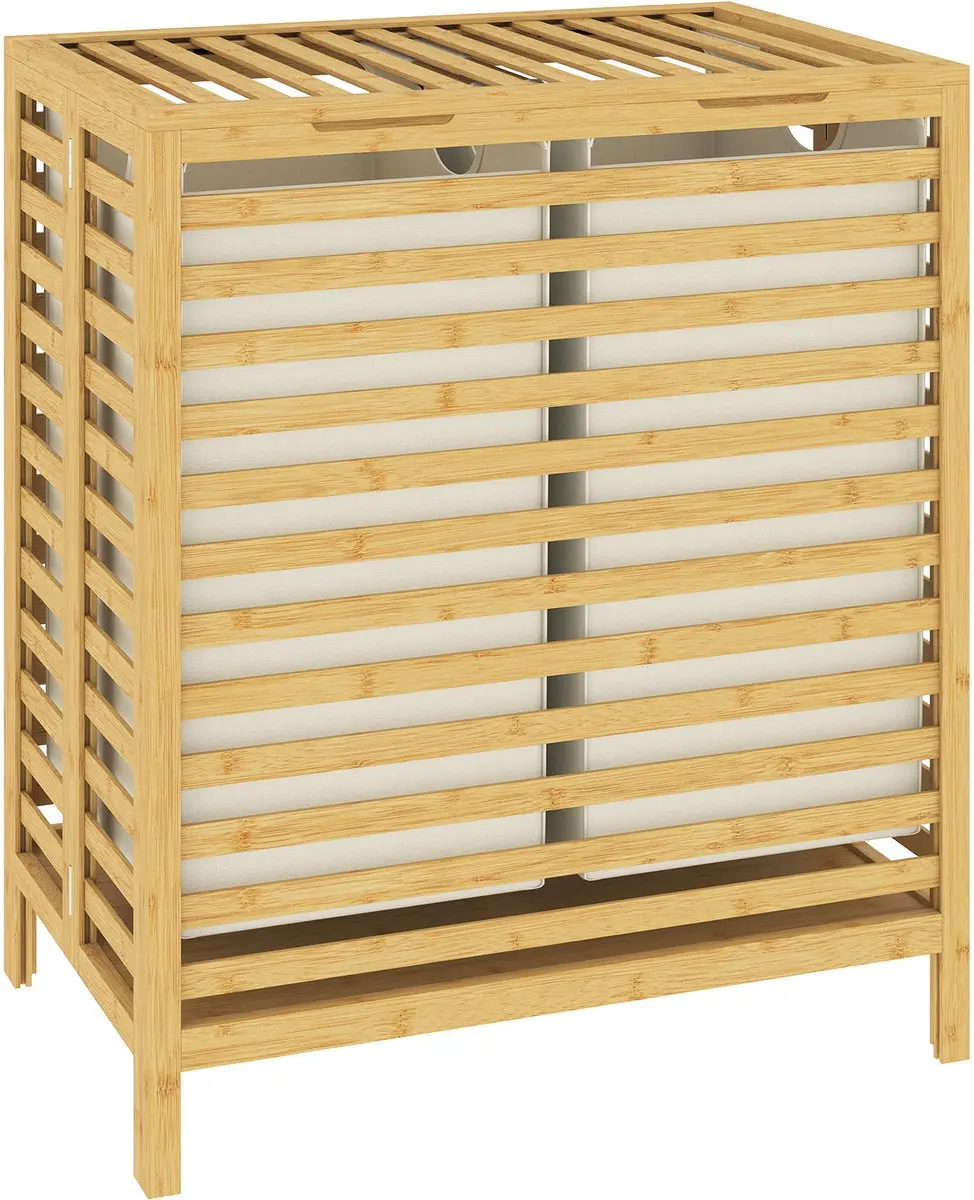 Homcom Wasmand Bamboe Crèmewit 55L