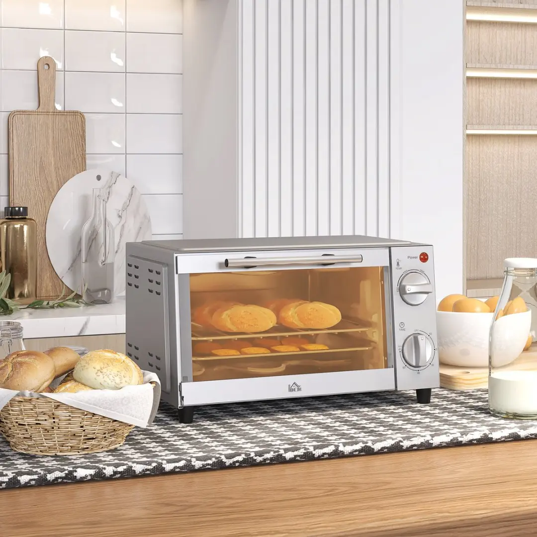 Homcom Minibackoven 750W - 8L - Incl. rooster & bakplaat - Zilver