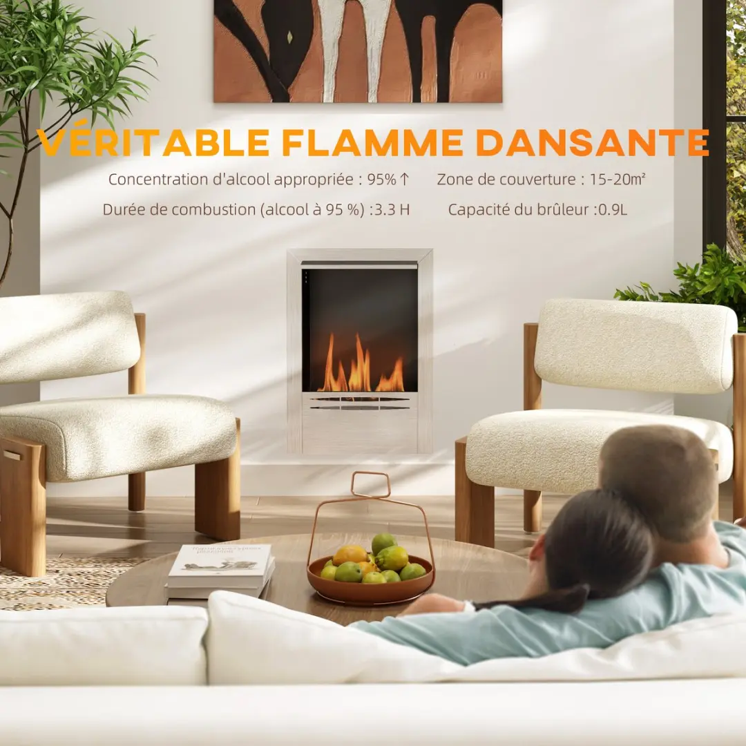 Homcom Ethanol Haard 820-433V00SR - 2000W - Zilver