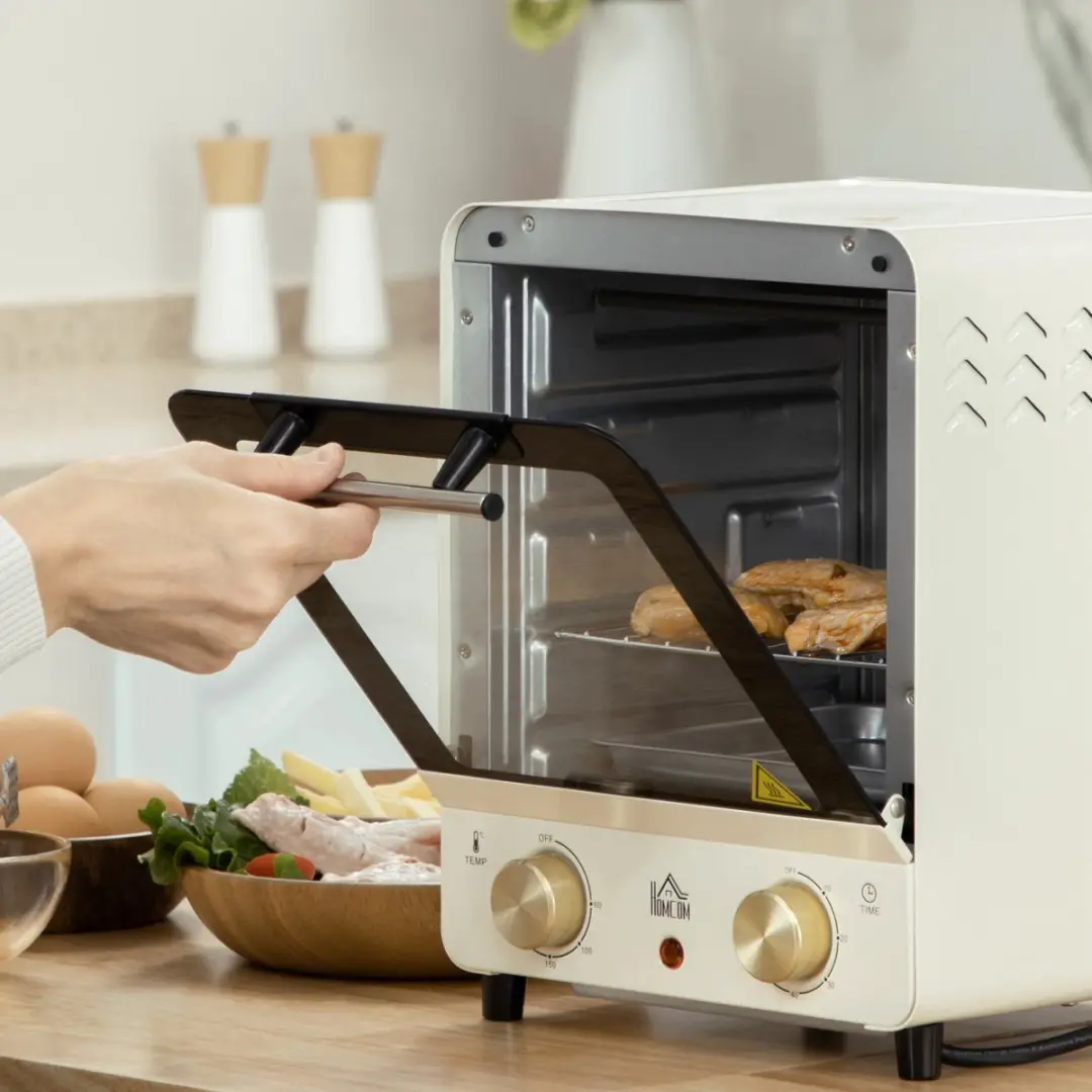 Homcom Mini-oven 15L - 1000W - 4 standen - Cremewit