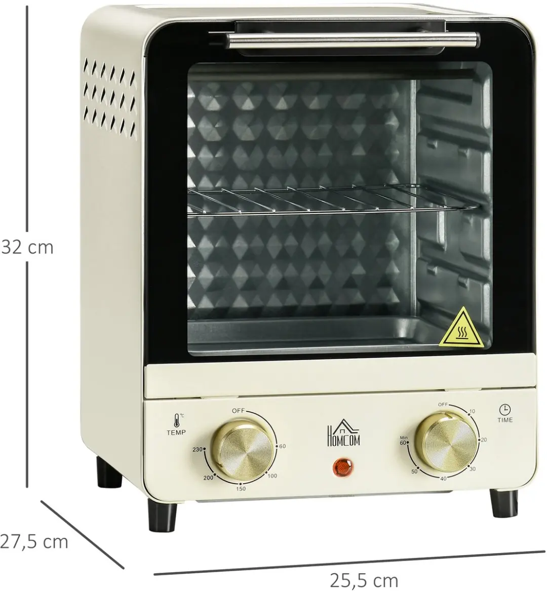 Homcom Mini-oven 15L - 1000W - 4 standen - Cremewit
