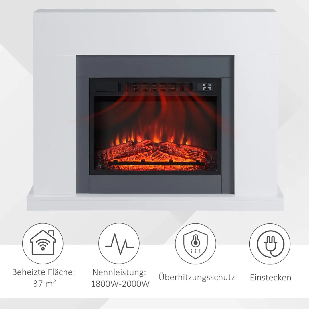 Homcom Elektrische Haard 820-227V90 - 2000W - Wit